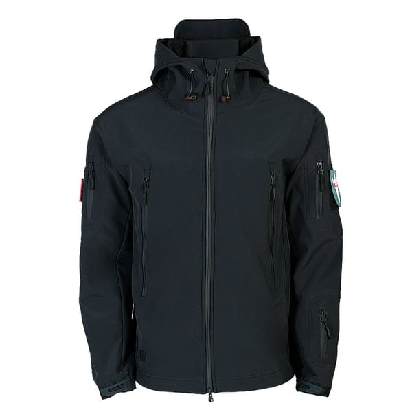 Herren Softshelljacke | Winddichte, wasserabweisende Outdoorjacke mit Kapuze, Fleecefutter und verstellbaren Bündchen