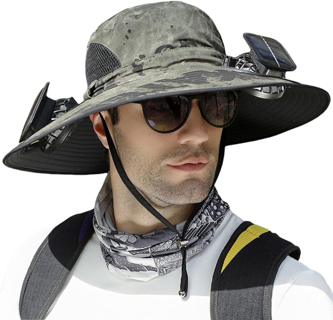 Solar Ventilator Hut mit USB-Ladefunktion | Verstellbare Sommerkappe für Outdoor &amp; Angeln | Unisex