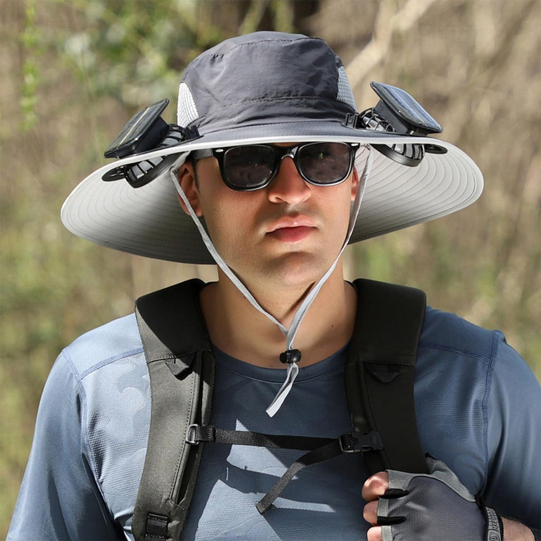 Solar Ventilator Hut mit USB-Ladefunktion | Verstellbare Sommerkappe für Outdoor &amp; Angeln | Unisex