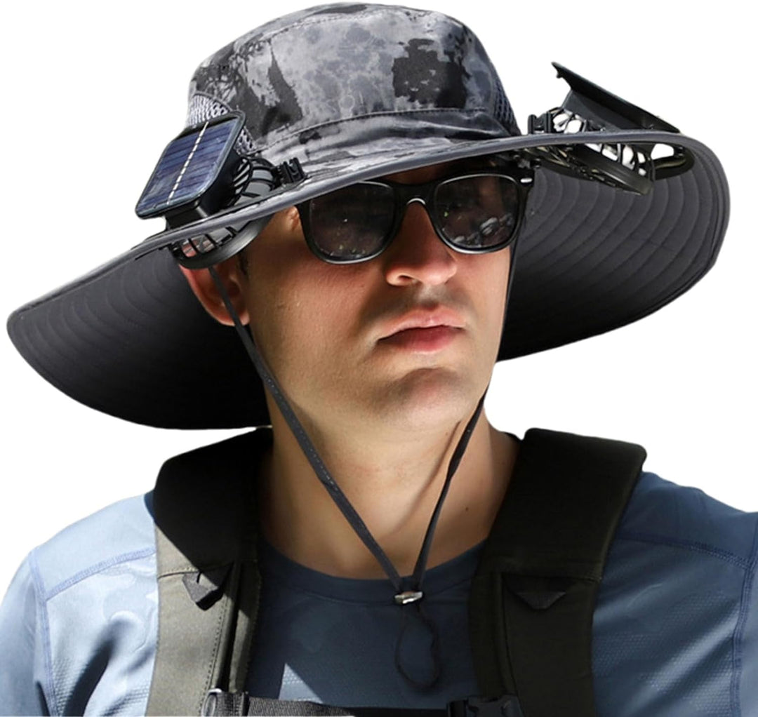 Solar Ventilator Hut mit USB-Ladefunktion | Verstellbare Sommerkappe für Outdoor &amp; Angeln | Unisex