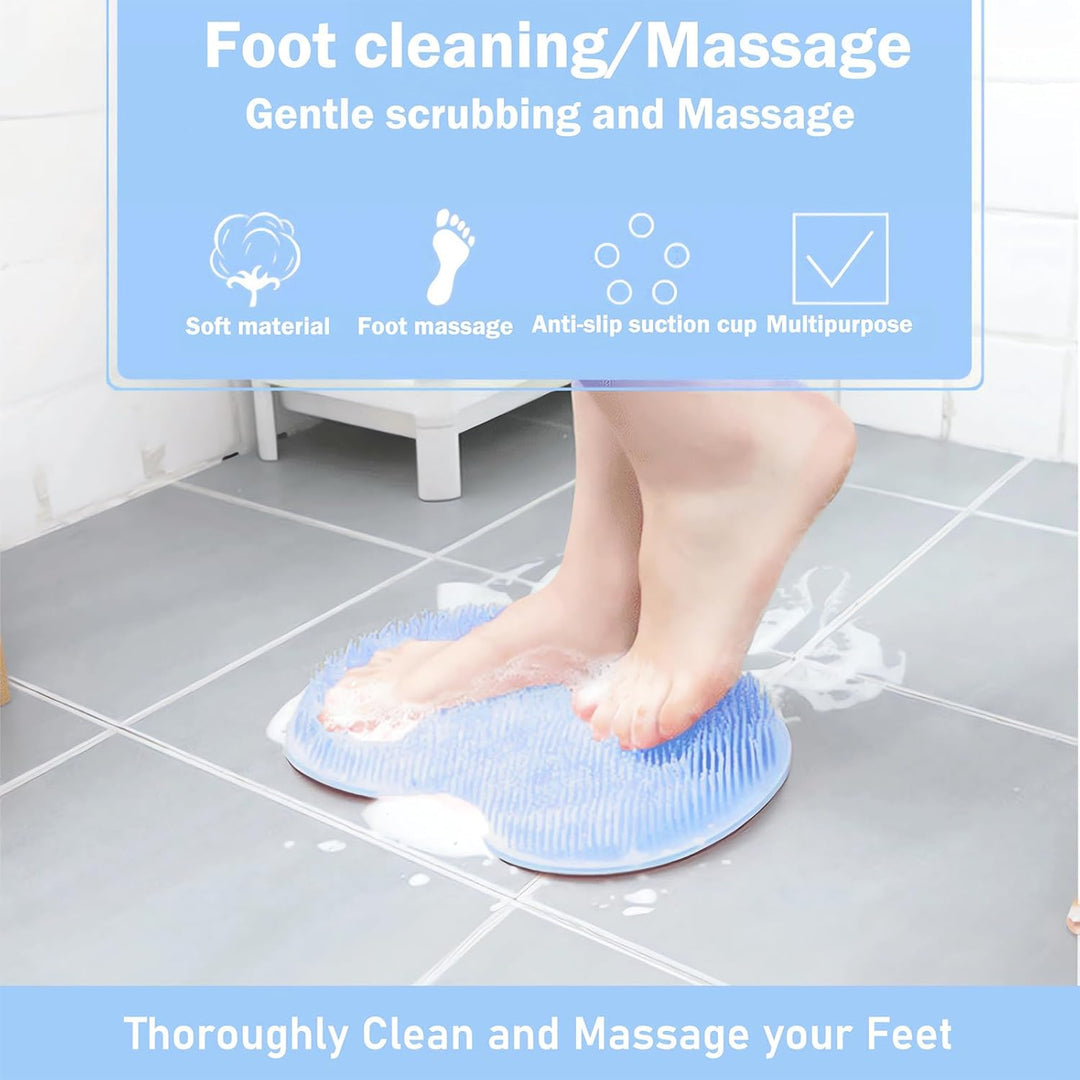 Silikon Fußreinigungsmatte mit Saugnäpfen | Rutschfeste Fußmassagebürste für Dusche &amp; Bad mit über 1.000 Borsten