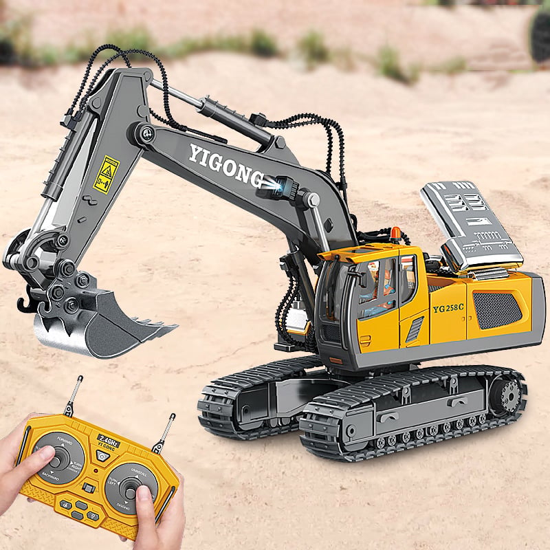 RC Hydraulic Excavator 1:20 with Crawler Tracks | CNC aluminum, servo-controlled valves &amp; quick coupler | 2.4 GHz 18 channels, 1200 mAh