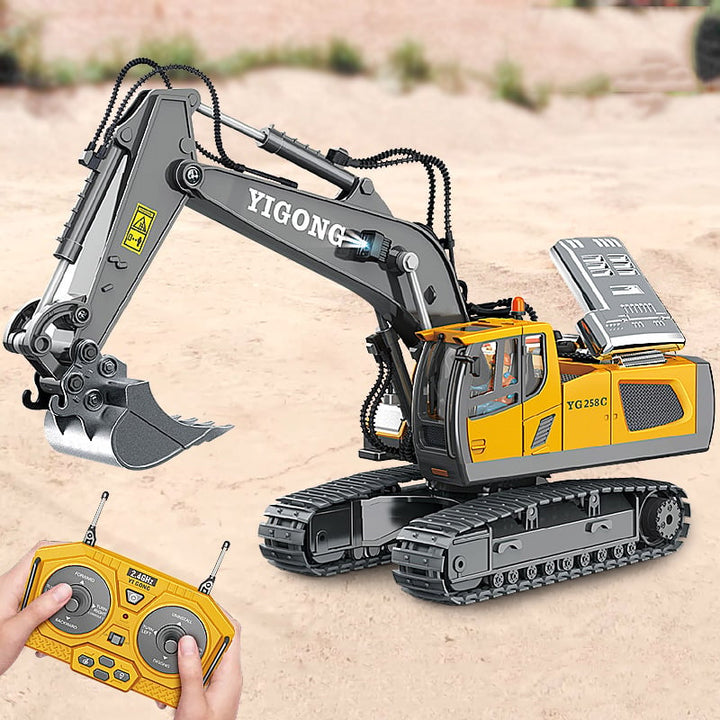 RC Hydraulic Excavator 1:20 with Crawler Tracks | CNC aluminum, servo-controlled valves &amp; quick coupler | 2.4 GHz 18 channels, 1200 mAh