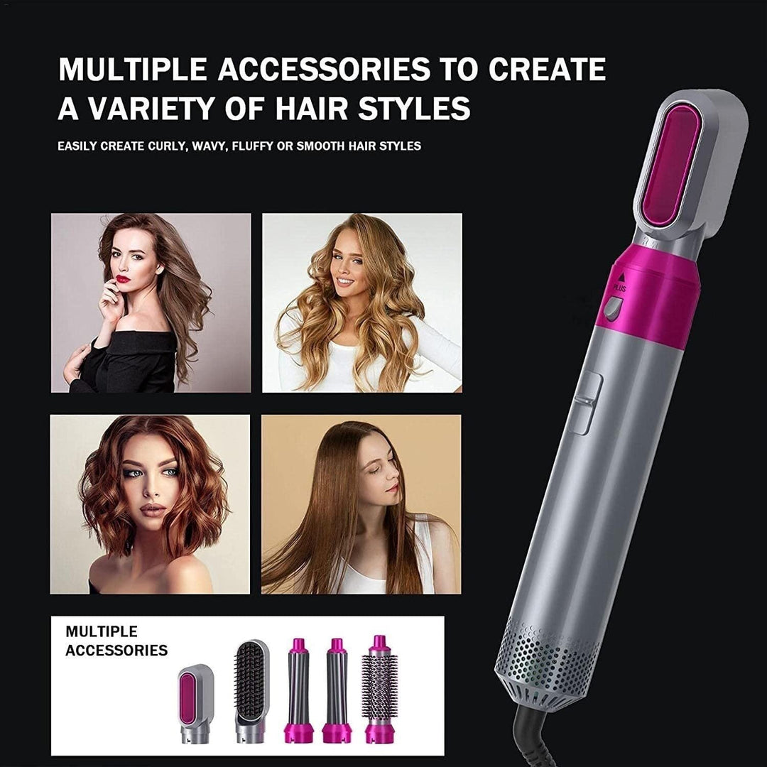 Warmluftbürste | 5-in-1 Haarstyler mit Keramikbeschichtung, 3 Temperaturstufen und 1000 W