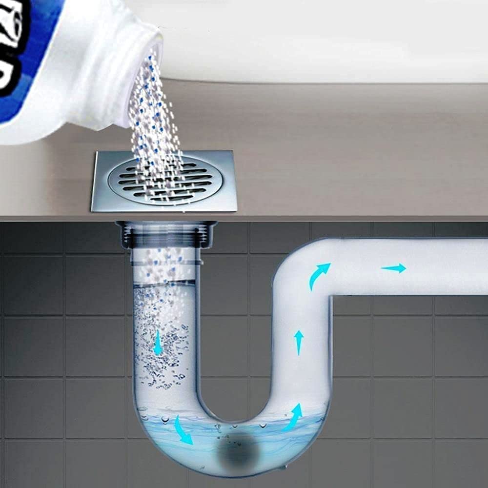 Detergente per scarichi 110 g contro intasamenti | Scioglie rapidamente capelli, grasso e residui di sapone | Per cucina, bagno e doccia, facile da usare