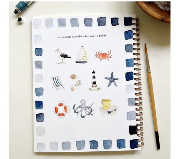 Aquarell-Arbeitsbuch für Anfänger | Malbuch mit 12 Motiven, Schritt-für-Schritt-Anleitungen und hochwertigem Aquarellpapier