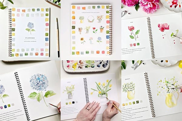 Aquarell-Arbeitsbuch für Anfänger | Malbuch mit 12 Motiven, Schritt-für-Schritt-Anleitungen und hochwertigem Aquarellpapier