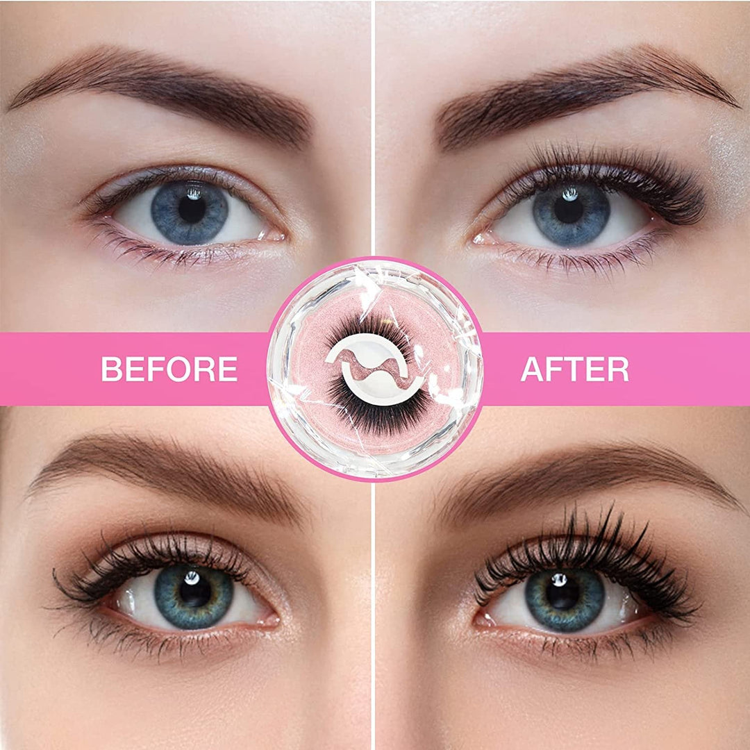 Selbstklebende Wimpern zum Auftragen ohne Kleber | Natürliches Finish in Sekunden | Wiederverwendbar &amp; waschbar, inkl. Ersatz-Klebestreifen