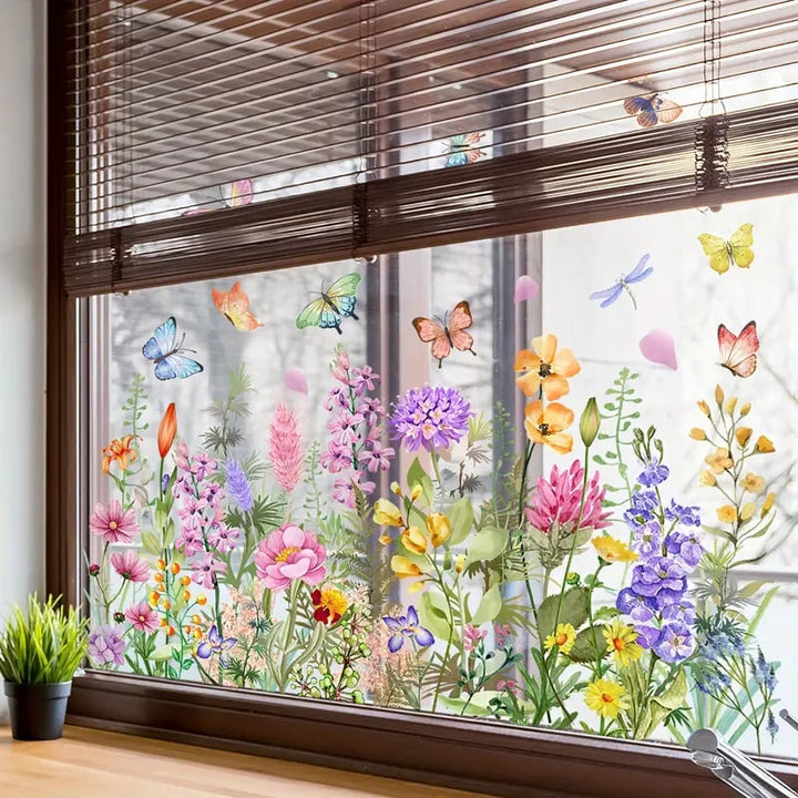 Ikkunatarra kukkakuvio 30×60 cm | kaksipuoleisesti painettu, värikylläinen | pyyhittävä ja jäämätön poistettava | PVC