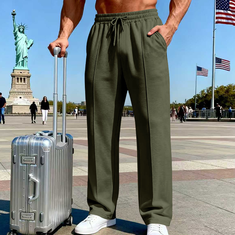 Herren Stretch-Hose mit geradem Bein | Atmungsaktive Freizeithose mit Kordelzug &amp; Taschen | Bequeme Relax-Fit Hose