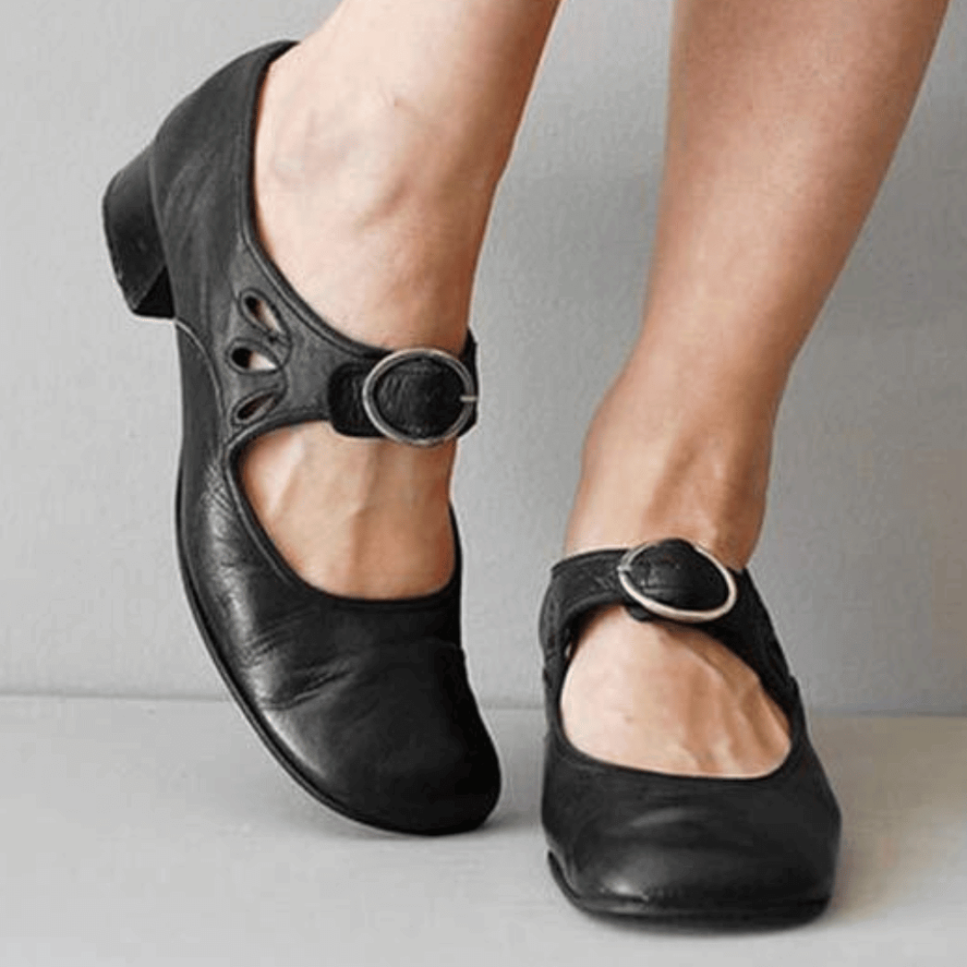 Damen Vintage-Sandalen mit niedrigem Absatz | Verstellbarer Riemen &amp; bequemer Halt für Alltag