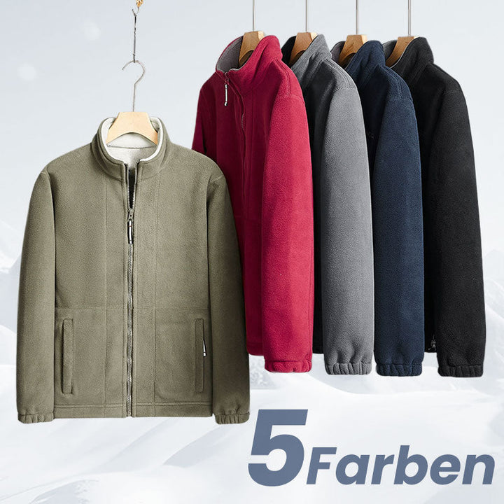 Herren Fleecejacke | Warme Jacke mit doppelseitigem Fleece, Stehkragen und durchgehendem Reißverschluss