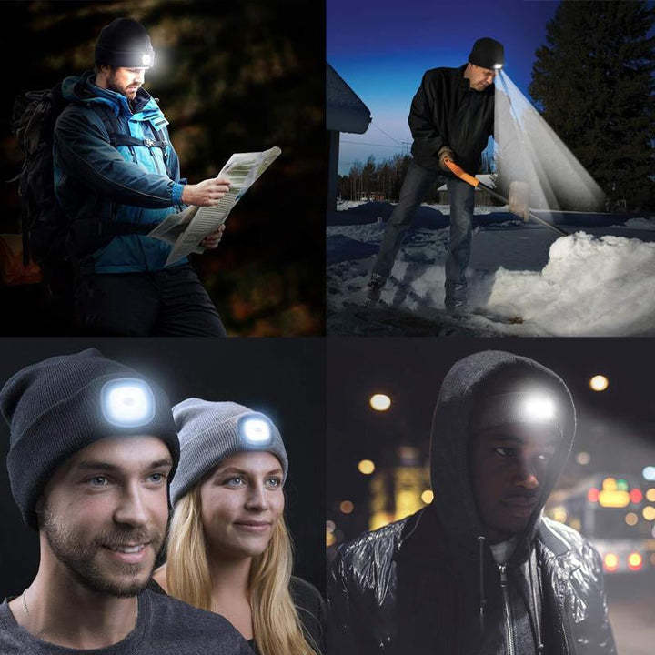 LED kötött téli sapka beanie