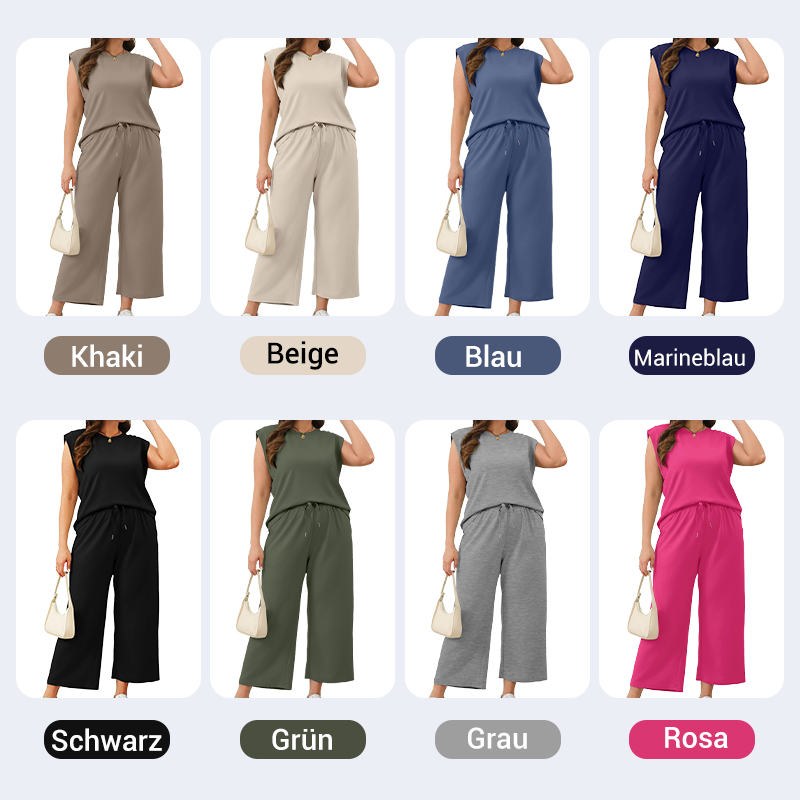 Damen Zweiteiler mit ärmellosem Top | Weite Hose im eleganten Set | Schicker Sommerlook für Alltag &amp; Anlass