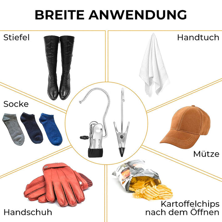 S-förmige Kleiderbügel-Clips aus Edelstahl | Platzsparend &amp; rutschfest | 360° drehbar | Für Hosen, Röcke, Socken | 10er Set