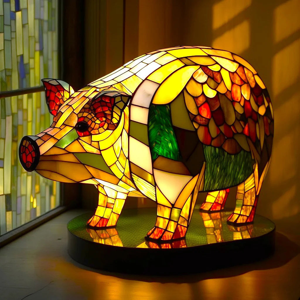 Tierlampe im Buntglas-Stil | 23 Tiermotive | Warmes Stimmungslicht | Deko-Tischlampe für Zuhause