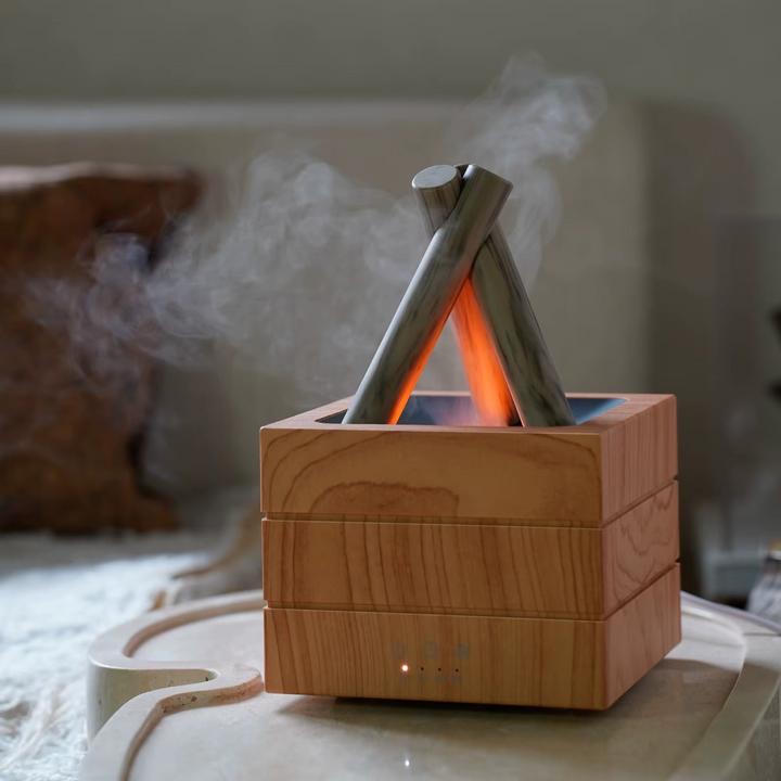 Aroma Diffuser mit Flammeneffekt | Ultraschall-Luftbefeuchter mit Fernbedienung, Timer und Abschaltautomatik
