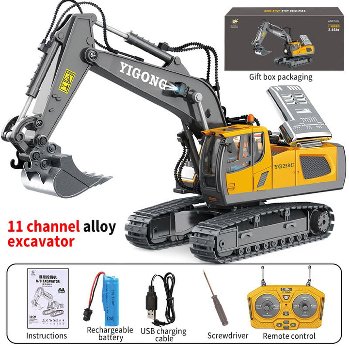 RC Hydraulic Excavator 1:20 with Crawler Tracks | CNC aluminum, servo-controlled valves &amp; quick coupler | 2.4 GHz 18 channels, 1200 mAh