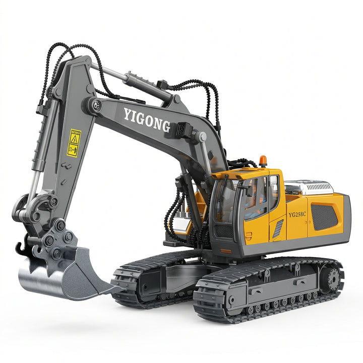 RC Hydraulic Excavator 1:20 with Crawler Tracks | CNC aluminum, servo-controlled valves &amp; quick coupler | 2.4 GHz 18 channels, 1200 mAh