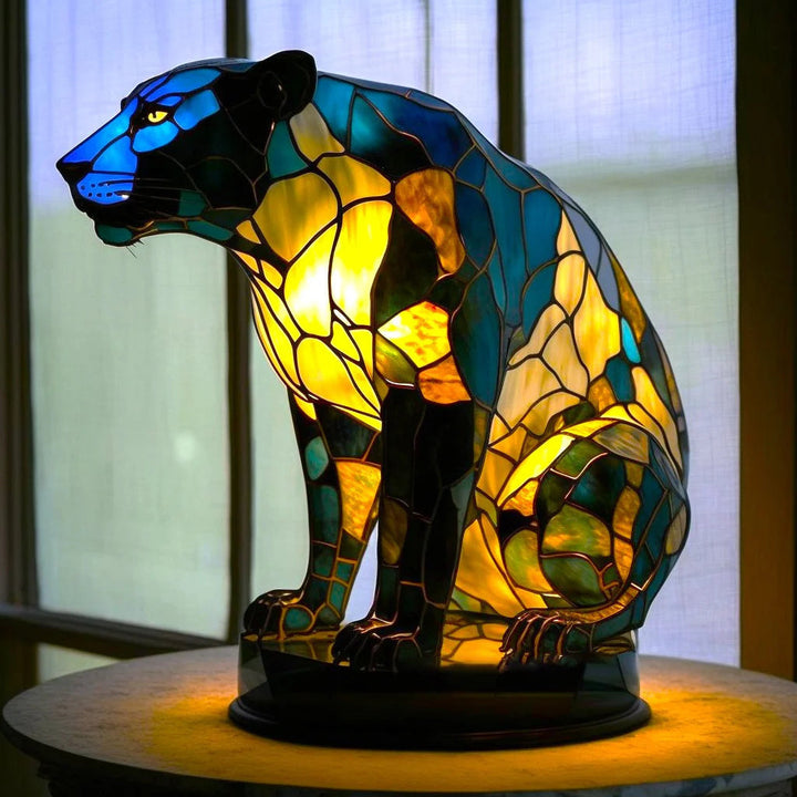 Tierlampe im Buntglas-Stil | 23 Tiermotive | Warmes Stimmungslicht | Deko-Tischlampe für Zuhause