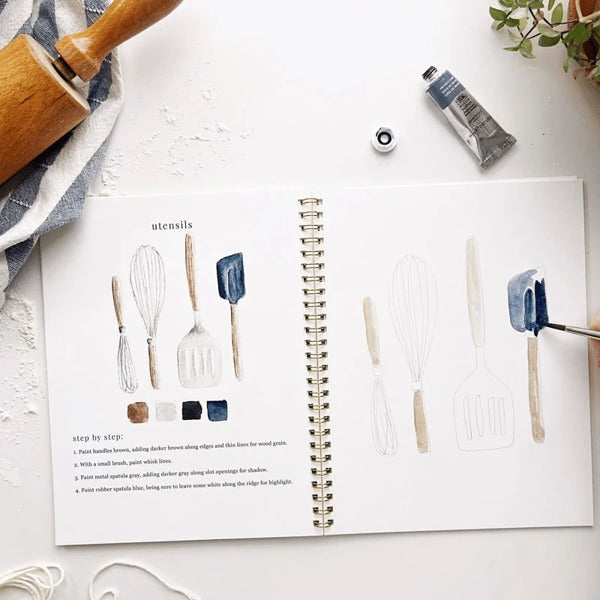 Aquarell-Arbeitsbuch für Anfänger | Malbuch mit 12 Motiven, Schritt-für-Schritt-Anleitungen und hochwertigem Aquarellpapier