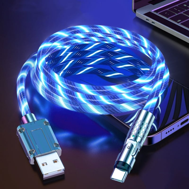 Fast charging cable with LED light effect | 540° rotatable plug | USB cable with fast charging