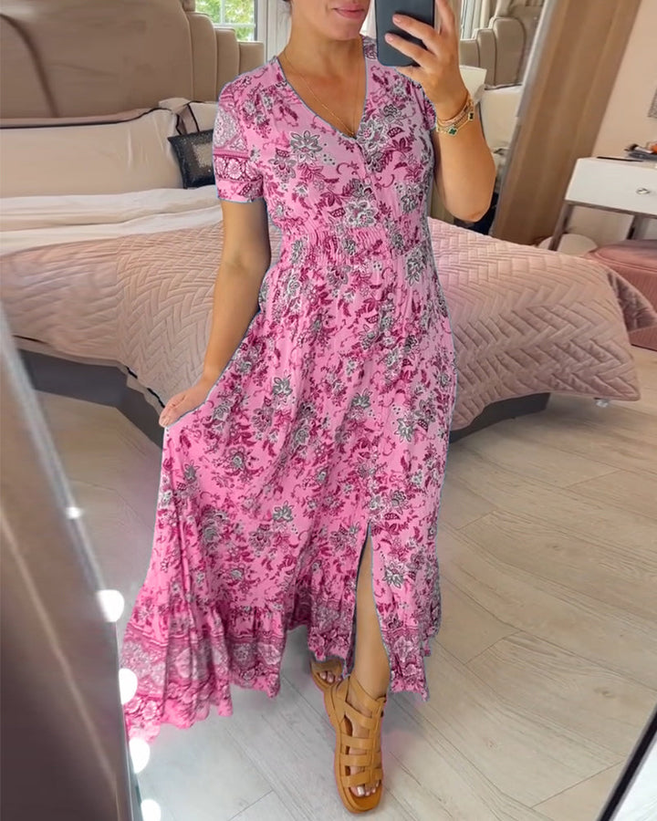 Vestito estivo aderente in misto cotone elasticizzato | scollo a V per linea femminile | comodo e versatile | taglie XS–5XL