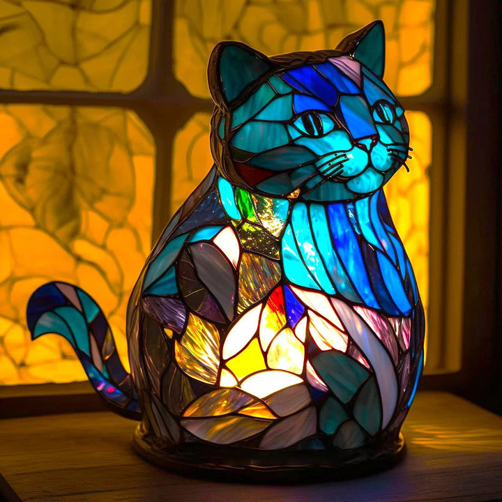 Tierlampe im Buntglas-Stil | 23 Tiermotive | Warmes Stimmungslicht | Deko-Tischlampe für Zuhause