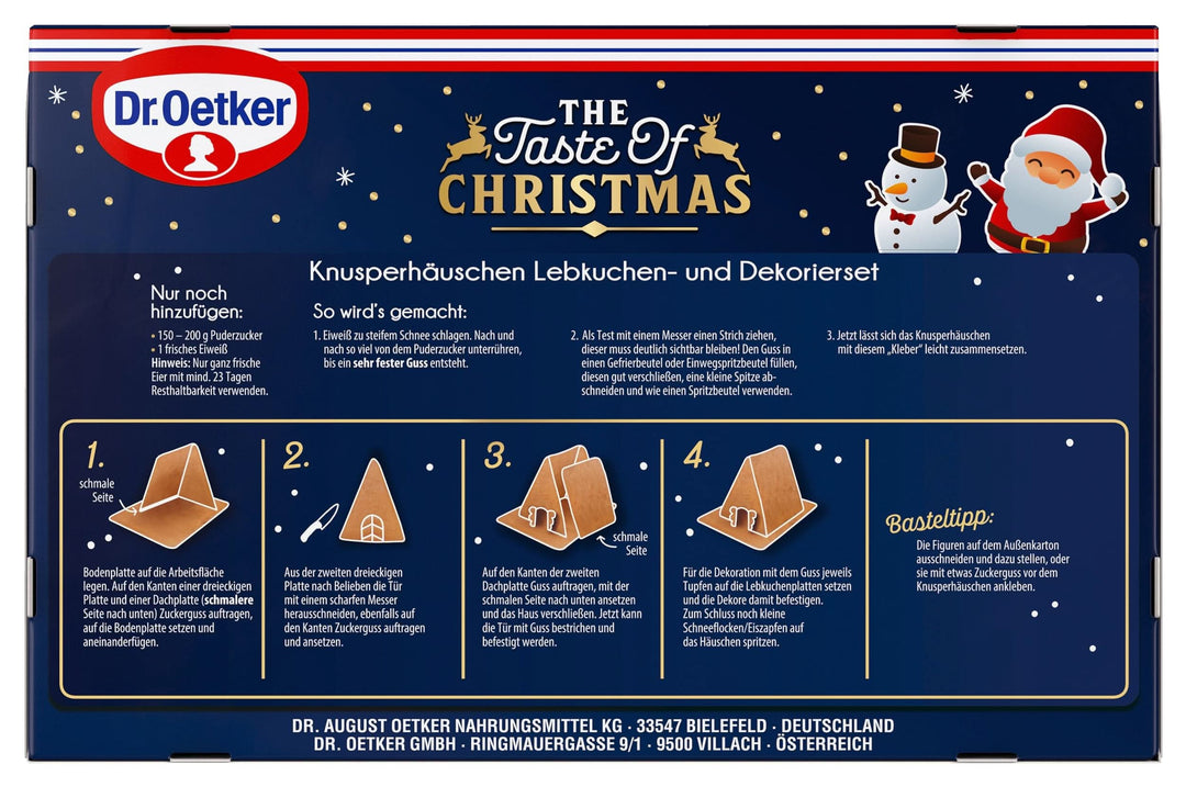 Lebkuchenhaus Bauset 403 g zum Selberbauen | Knusper-Häuschen mit Lebkuchenteilen, Zuckerguss und bunter Dekoration für Weihnachten