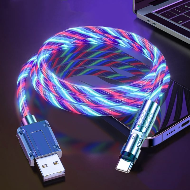 Fast charging cable with LED light effect | 540° rotatable plug | USB cable with fast charging