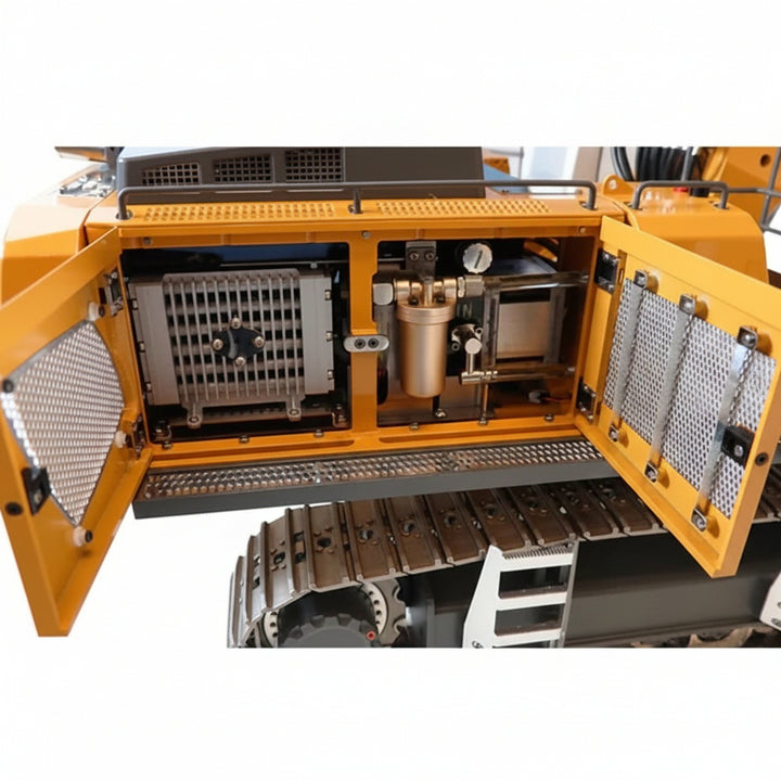 RC Hydraulic Excavator 1:20 with Crawler Tracks | CNC aluminum, servo-controlled valves &amp; quick coupler | 2.4 GHz 18 channels, 1200 mAh