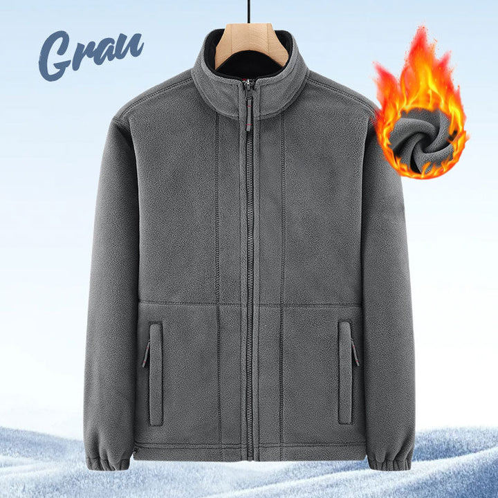 Herren Fleecejacke | Warme Jacke mit doppelseitigem Fleece, Stehkragen und durchgehendem Reißverschluss