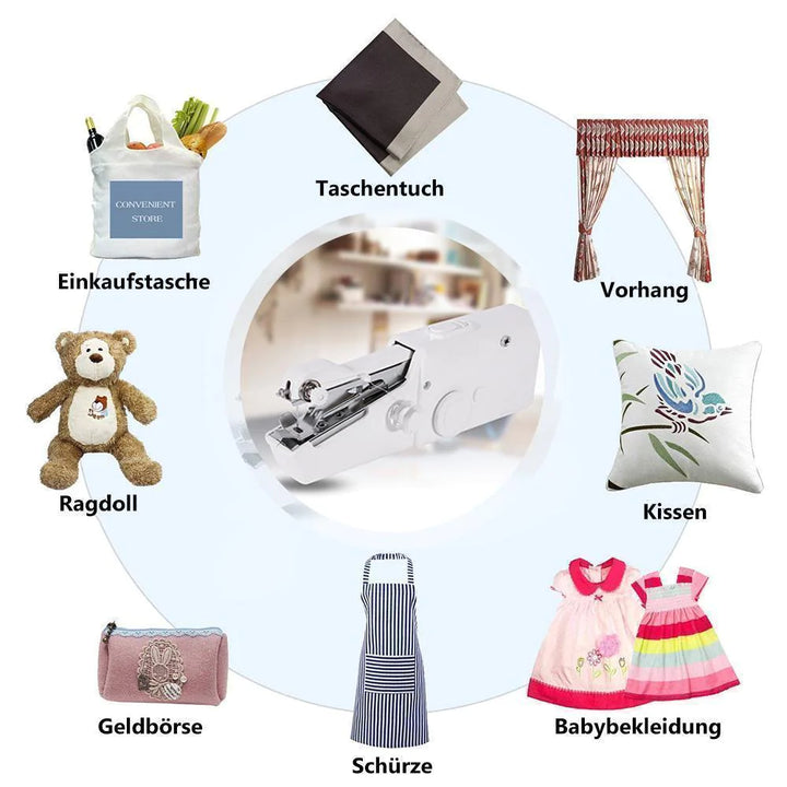 Mini-Handnähmaschine | Tragbare kabellose Nähmaschine mit Einhand-Bedienung für schnelle Reparaturen und Säume
