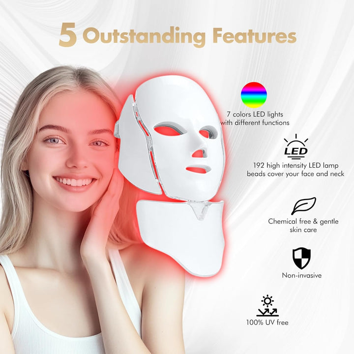 LED light therapy mask | Wireless with remote control | Anti-aging &amp; acne treatment
