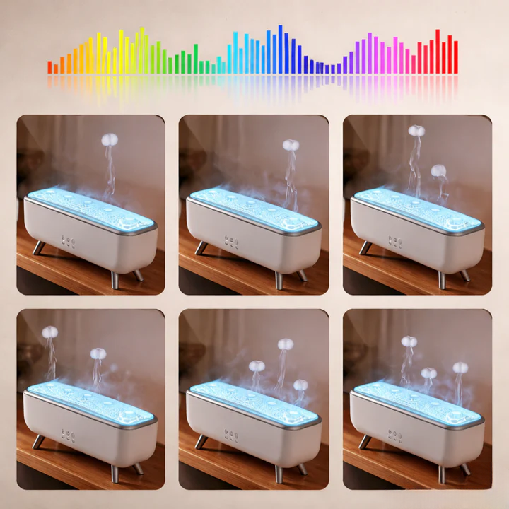 Aroma-Diffuser mit Quallen-Nebeleffekt | 300-ml-Luftbefeuchter mit LED-Licht, Fernbedienung und Timer