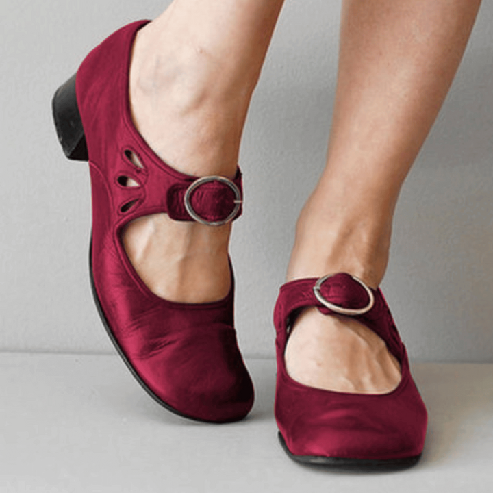 Damen Vintage-Sandalen mit niedrigem Absatz | Verstellbarer Riemen &amp; bequemer Halt für Alltag