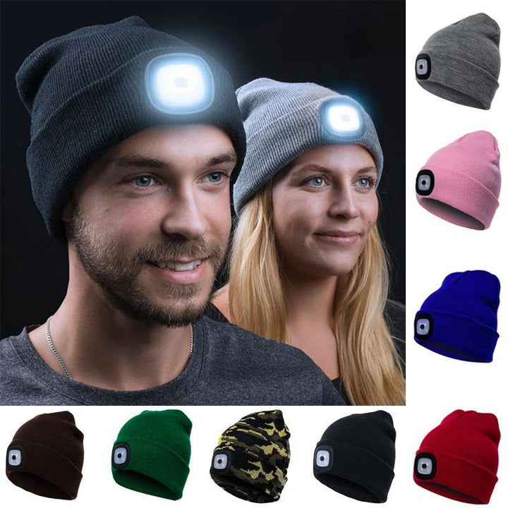 LED kötött téli sapka beanie