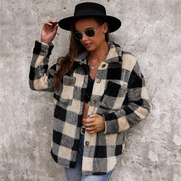 Mila | Manteau en fausse fourrure à carreaux