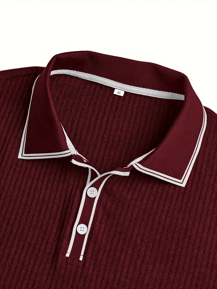 Herren Poloshirt | Kurzarm-Polo mit Knopfleiste, Rippstruktur und regulärer Passform für Sommer, Freizeit und Büro