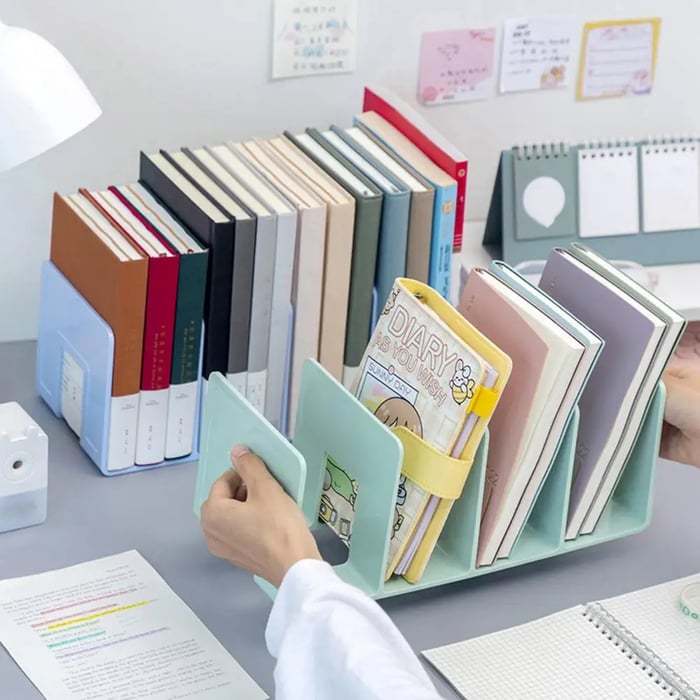 Schreibtisch Organizer | Aufbewahrungsbox mit 4 großen Fächern für Bücher, Bürobedarf und mehr