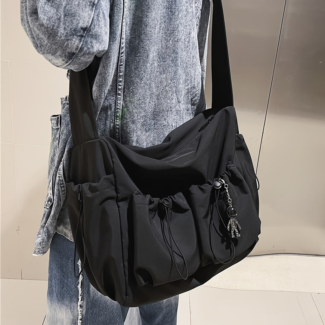 Damen Umhängetasche | Geräumige Schultertasche mit Kordelzug, mehreren Fächern und verstellbarem Gurt