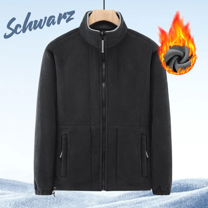 Herren Fleecejacke | Warme Jacke mit doppelseitigem Fleece, Stehkragen und durchgehendem Reißverschluss