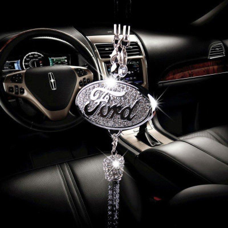 Car Rearview Mirror Pendant with Crystal | Zinc alloy &amp; rhinestones | Sparkling decoration with scent pendant, gift idea