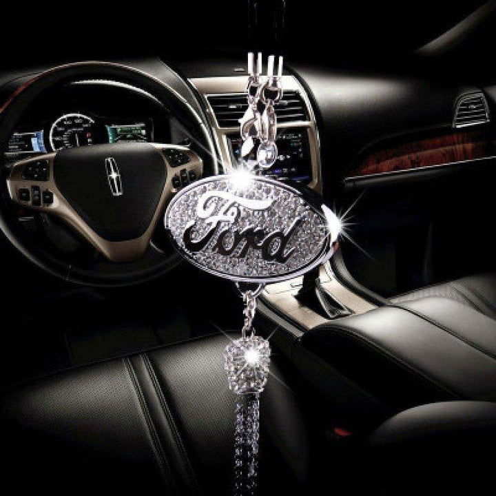 Car Rearview Mirror Pendant with Crystal | Zinc alloy &amp; rhinestones | Sparkling decoration with scent pendant, gift idea