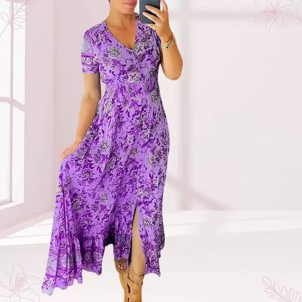Vestito estivo aderente in misto cotone elasticizzato | scollo a V per linea femminile | comodo e versatile | taglie XS–5XL