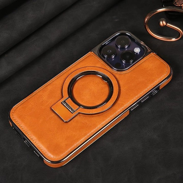iPhone tok | Klasszikus bőr telefontok mágneses funkcióval | Állvány funkció és kamera védelem