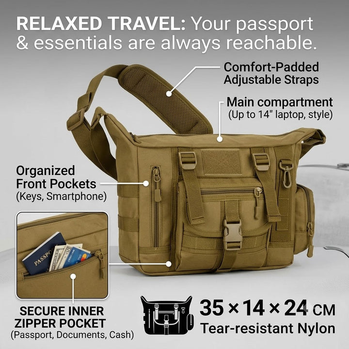 Herren Umhängetasche | Crossbody-Tasche aus Nylon mit Laptopfach und mehreren Fächern