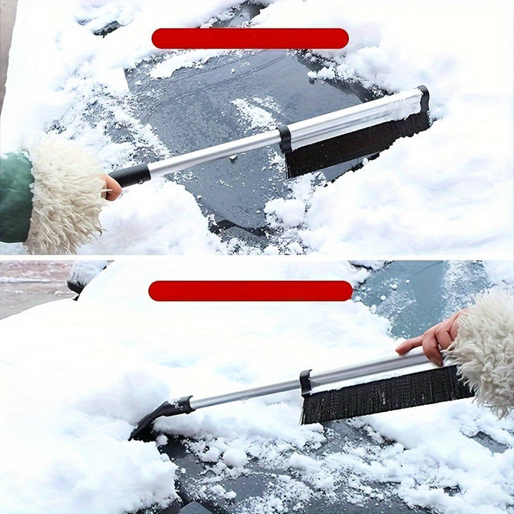 Ausziehbarer Auto-Schneebesen mit Eiskratzer | Teleskop-Schneebürste zur Entfernung von Schnee und Eis auf Fahrzeugscheiben