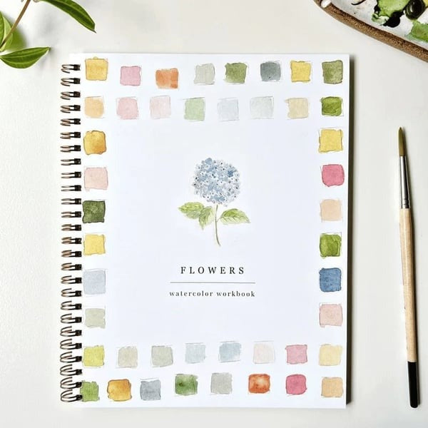Aquarell-Arbeitsbuch für Anfänger | Malbuch mit 12 Motiven, Schritt-für-Schritt-Anleitungen und hochwertigem Aquarellpapier