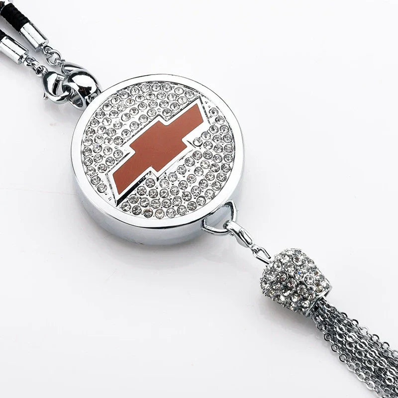 Car Rearview Mirror Pendant with Crystal | Zinc alloy &amp; rhinestones | Sparkling decoration with scent pendant, gift idea